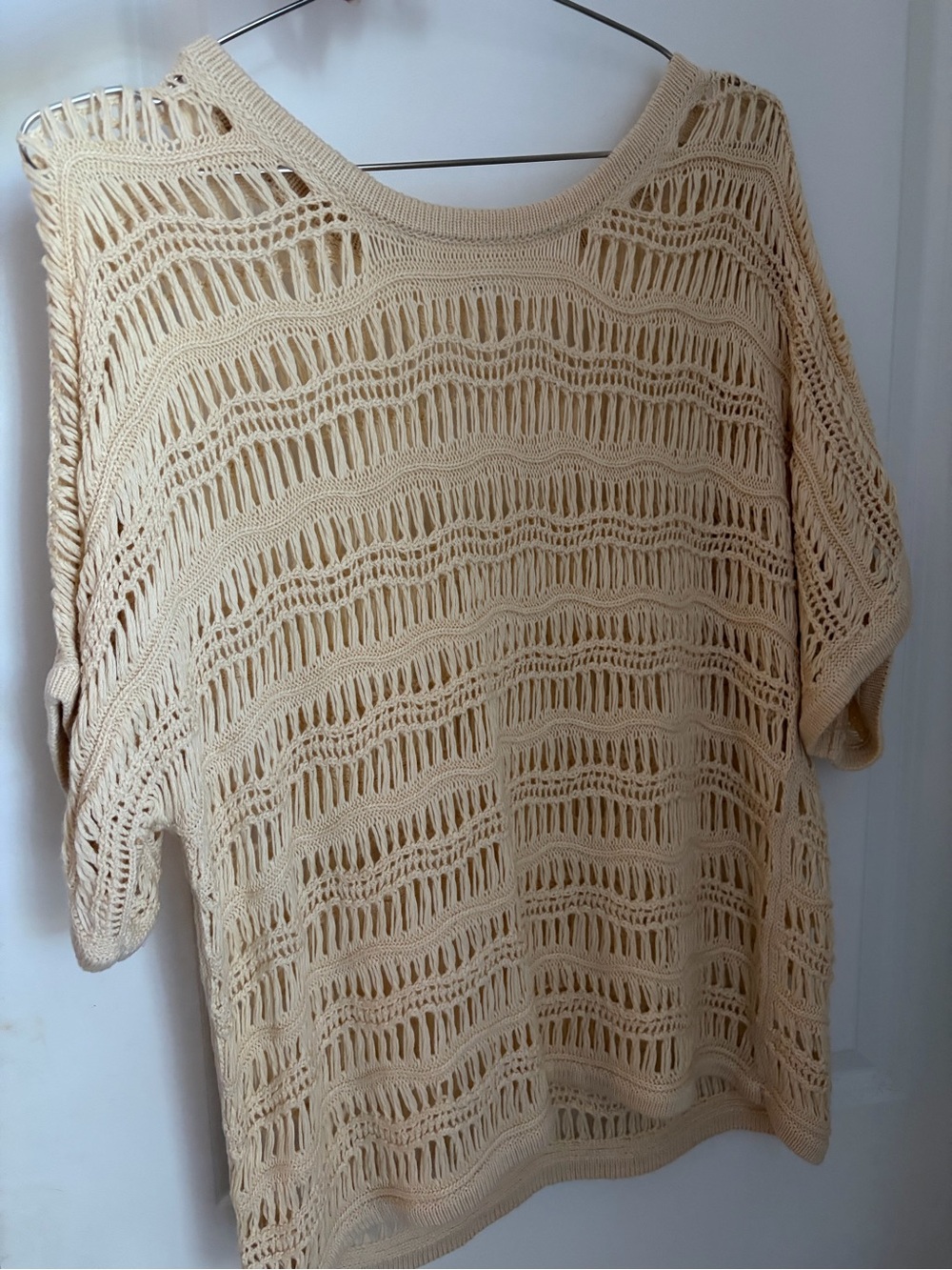 NWOT Zyia Light Cream Open-Knit Scoop Neck Sweater